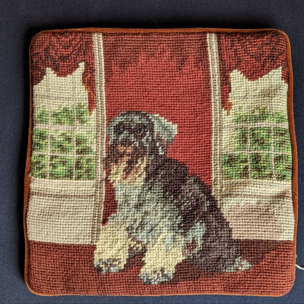 Handcrafted Schnauzer Needlepoint Pillow Cover